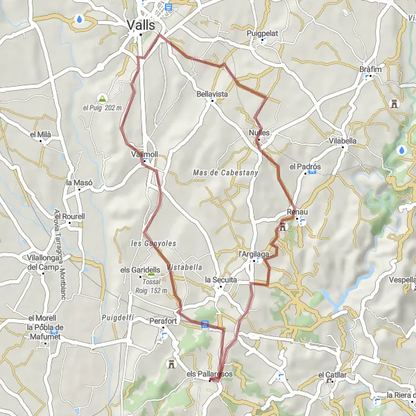 Miniatua del mapa de inspiración ciclista "Ruta de Montañas y Pueblos Antiguos" en Cataluña, Spain. Generado por Tarmacs.app planificador de rutas ciclistas