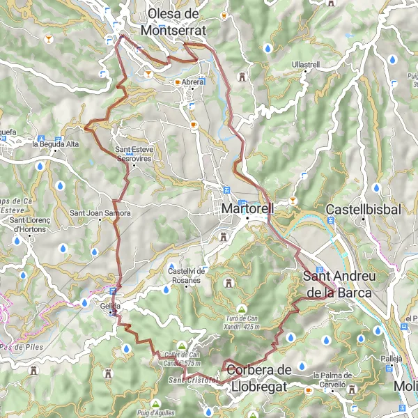 Miniatuurkaart van de fietsinspiratie "Slingerende Route door de Bergen" in Cataluña, Spain. Gemaakt door de Tarmacs.app fietsrouteplanner