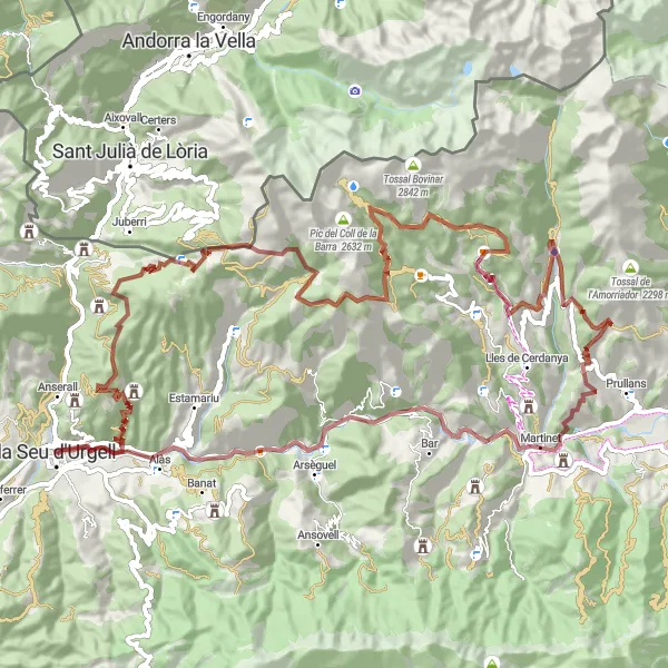 Miniaturní mapa "Gravel Road from La Seu d'Urgell" inspirace pro cyklisty v oblasti Cataluña, Spain. Vytvořeno pomocí plánovače tras Tarmacs.app