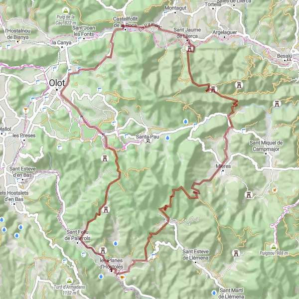 Miniatua del mapa de inspiración ciclista "Ruta de los Volcanes" en Cataluña, Spain. Generado por Tarmacs.app planificador de rutas ciclistas