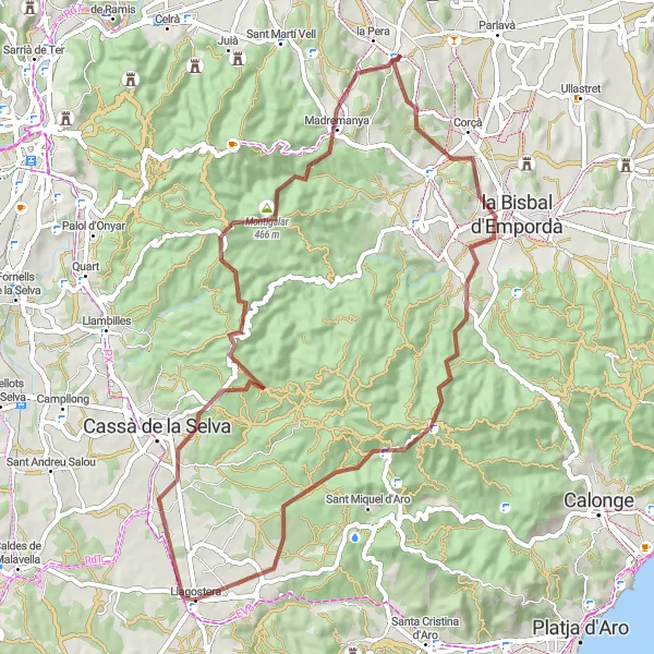 Map miniature of "Gharming Gravel Adventure" cycling inspiration in Cataluña, Spain. Generated by Tarmacs.app cycling route planner