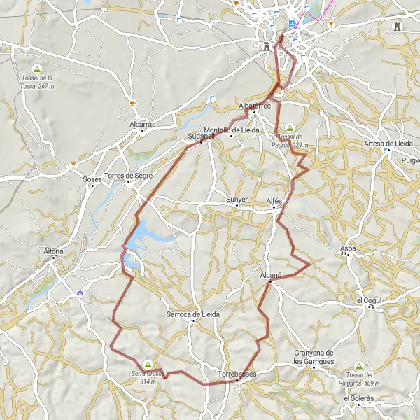 Miniature de la carte de l'inspiration cycliste "Exploration des Garrigues" dans la Cataluña, Spain. Générée par le planificateur d'itinéraire cycliste Tarmacs.app