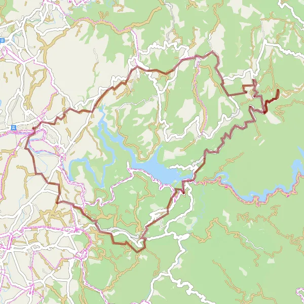 Map miniature of "The Gravel Adventure" cycling inspiration in Cataluña, Spain. Generated by Tarmacs.app cycling route planner