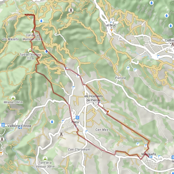 Miniatura della mappa di ispirazione al ciclismo "Breve giro in bicicletta Gravel attorno a Masquefa: esplorazione delle colline circostanti" nella regione di Cataluña, Spain. Generata da Tarmacs.app, pianificatore di rotte ciclistiche