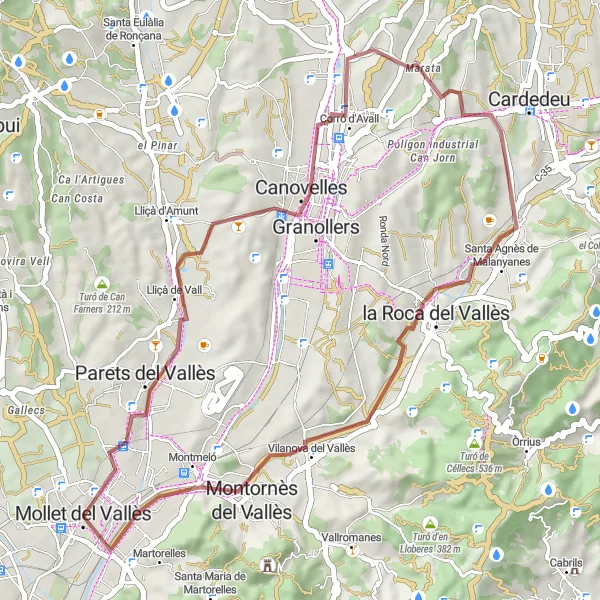 Map miniature of "Gravel Escape Through Natural Beauties" cycling inspiration in Cataluña, Spain. Generated by Tarmacs.app cycling route planner