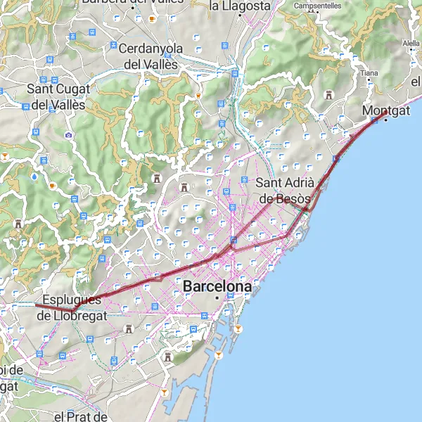 Miniatua del mapa de inspiración ciclista "Ruta Montgat - Casa Sayrach" en Cataluña, Spain. Generado por Tarmacs.app planificador de rutas ciclistas