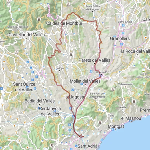 Miniaturní mapa "Gravel do Turó Gros" inspirace pro cyklisty v oblasti Cataluña, Spain. Vytvořeno pomocí plánovače tras Tarmacs.app