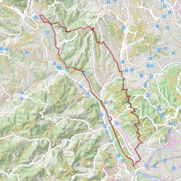 Miniature de la carte de l'inspiration cycliste "Aventure gravel autour de Montserrat" dans la Cataluña, Spain. Générée par le planificateur d'itinéraire cycliste Tarmacs.app