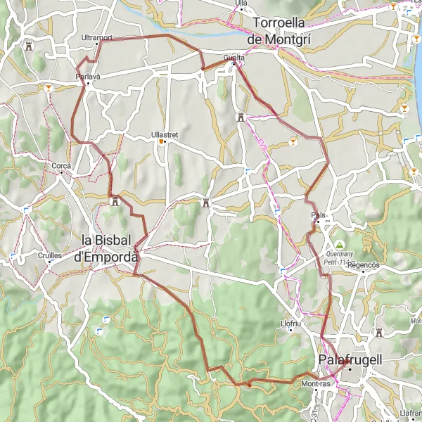Map miniature of "Countryside Gravel Tour" cycling inspiration in Cataluña, Spain. Generated by Tarmacs.app cycling route planner