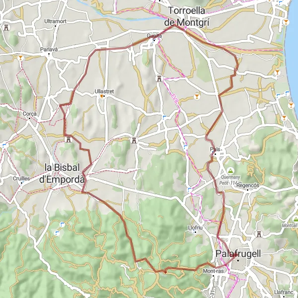 Map miniature of "Gravel Adventure" cycling inspiration in Cataluña, Spain. Generated by Tarmacs.app cycling route planner