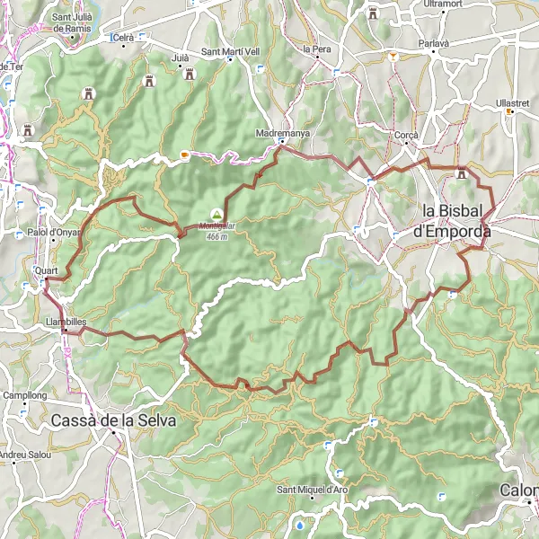 Miniatura della mappa di ispirazione al ciclismo "Tra natura e paesaggi mozzafiato" nella regione di Cataluña, Spain. Generata da Tarmacs.app, pianificatore di rotte ciclistiche