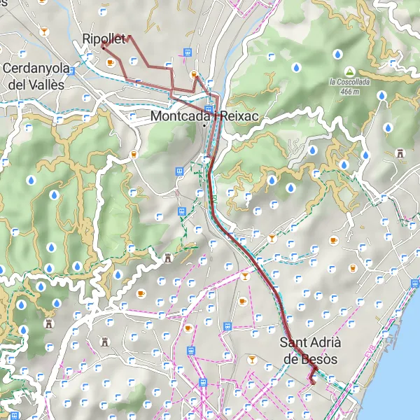 Karten-Miniaturansicht der Radinspiration "Ripollet-Montcada i Reixac-Ripollet" in Cataluña, Spain. Erstellt vom Tarmacs.app-Routenplaner für Radtouren