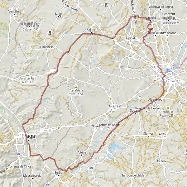 Map miniature of "Into the Wilderness" cycling inspiration in Cataluña, Spain. Generated by Tarmacs.app cycling route planner