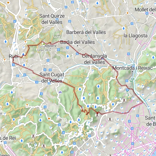 Miniatuurkaart van de fietsinspiratie "Graveltocht naar Palau de les Heures" in Cataluña, Spain. Gemaakt door de Tarmacs.app fietsrouteplanner