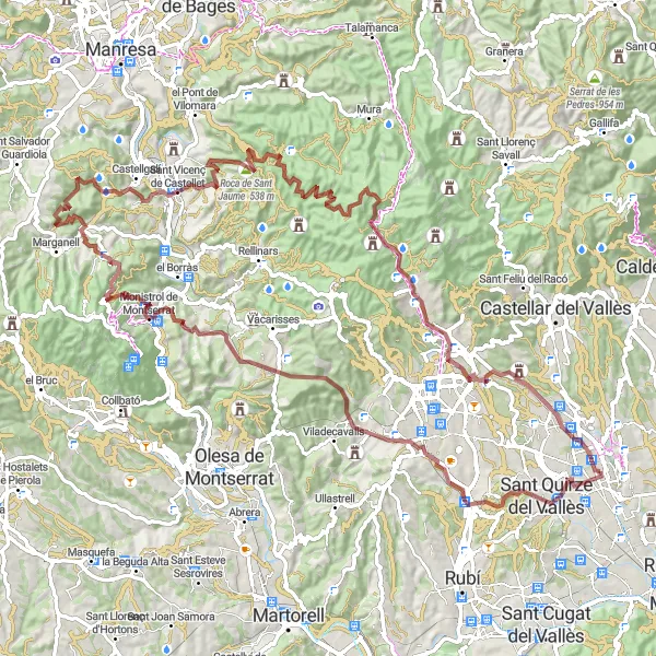 Miniaturní mapa "Trasa Castell de Castellet" inspirace pro cyklisty v oblasti Cataluña, Spain. Vytvořeno pomocí plánovače tras Tarmacs.app