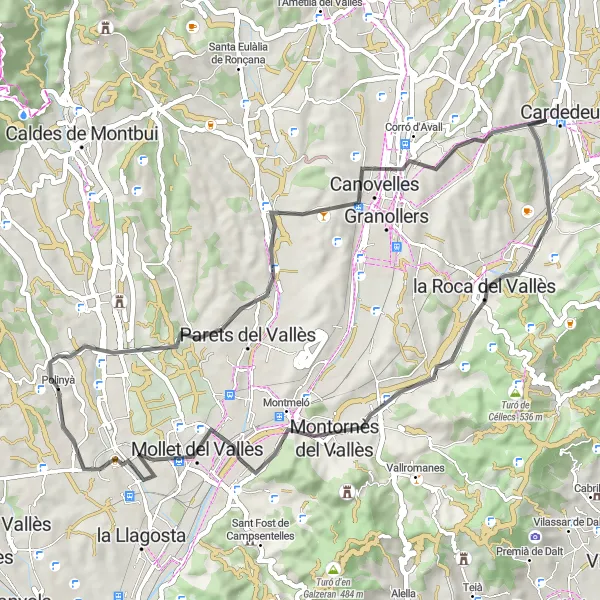 Miniatua del mapa de inspiración ciclista "Ruta en Bicicleta de Carretera desde Sabadell" en Cataluña, Spain. Generado por Tarmacs.app planificador de rutas ciclistas