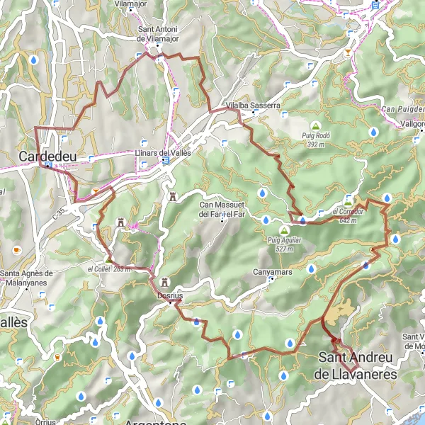 Miniaturní mapa "Gravel Turó de les Puces Circuit" inspirace pro cyklisty v oblasti Cataluña, Spain. Vytvořeno pomocí plánovače tras Tarmacs.app