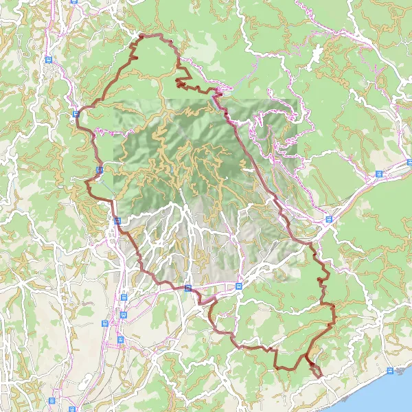 Miniatuurkaart van de fietsinspiratie "Gravelavontuur in Montseny gebergte" in Cataluña, Spain. Gemaakt door de Tarmacs.app fietsrouteplanner