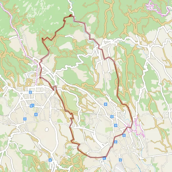 Miniatua del mapa de inspiración ciclista "Ruta de grava hacia el Castell de Can Feu" en Cataluña, Spain. Generado por Tarmacs.app planificador de rutas ciclistas
