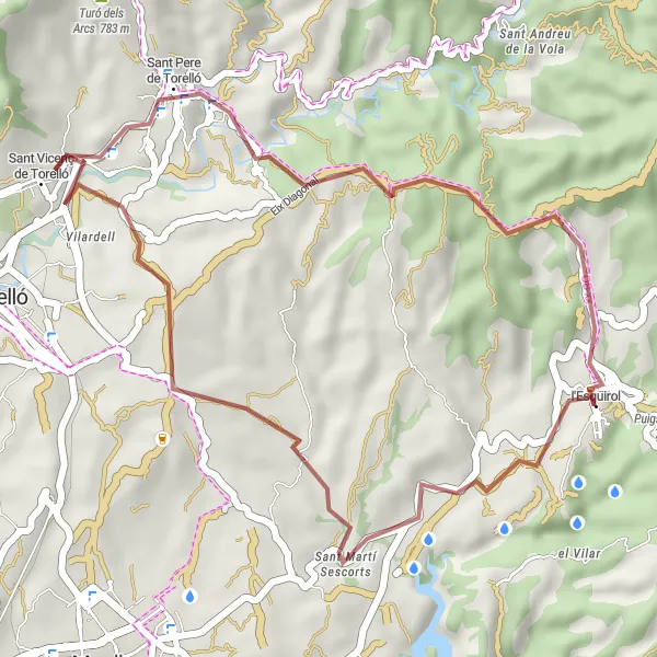 Miniatuurkaart van de fietsinspiratie "Korte Graveltocht naar Puigborriana" in Cataluña, Spain. Gemaakt door de Tarmacs.app fietsrouteplanner