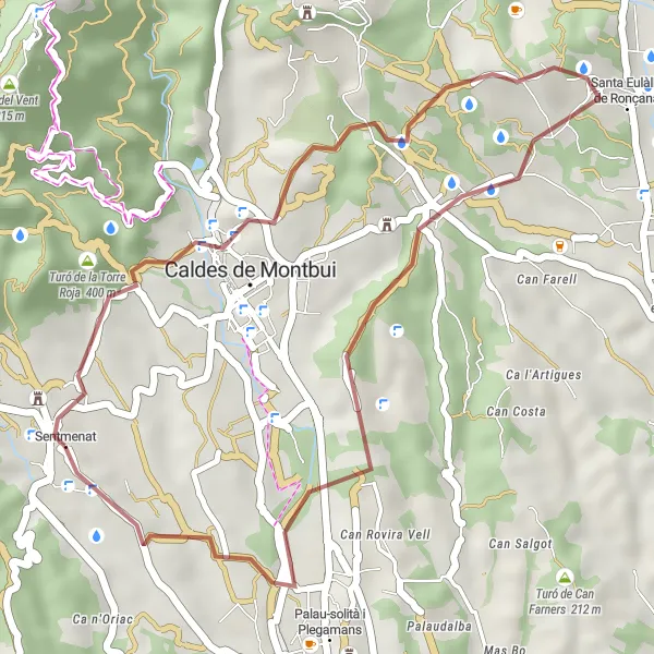 Miniatuurkaart van de fietsinspiratie "Gravelroute naar Santa Eulàlia de Ronçana" in Cataluña, Spain. Gemaakt door de Tarmacs.app fietsrouteplanner