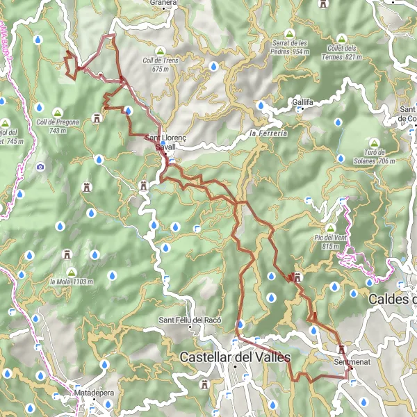 Map miniature of "Sentmenat Gravel Adventure" cycling inspiration in Cataluña, Spain. Generated by Tarmacs.app cycling route planner
