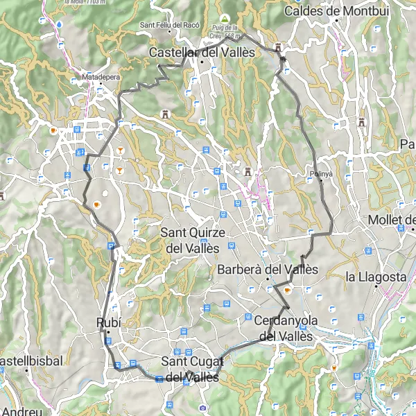 Miniaturní mapa "Cyklistická trasa Polinyà" inspirace pro cyklisty v oblasti Cataluña, Spain. Vytvořeno pomocí plánovače tras Tarmacs.app