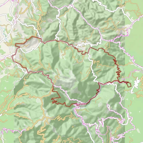 Miniature de la carte de l'inspiration cycliste "Parcours à travers les Collines" dans la Cataluña, Spain. Générée par le planificateur d'itinéraire cycliste Tarmacs.app