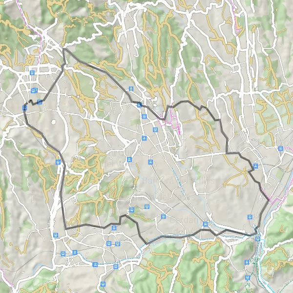 Map miniature of "Terrassa to Terrassa Loop" cycling inspiration in Cataluña, Spain. Generated by Tarmacs.app cycling route planner