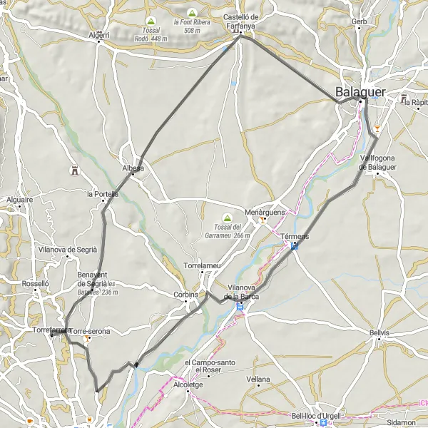 Miniatua del mapa de inspiración ciclista "Ruta de las Colinas Catalanas" en Cataluña, Spain. Generado por Tarmacs.app planificador de rutas ciclistas