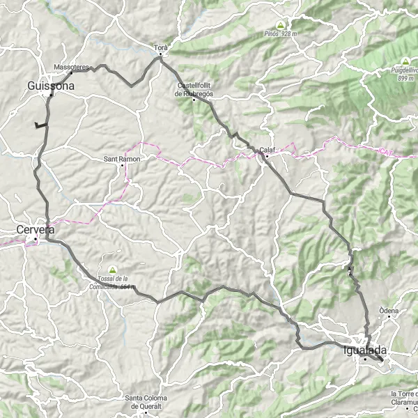 Miniaturní mapa "Na kole kolem Tossal del Postillon" inspirace pro cyklisty v oblasti Cataluña, Spain. Vytvořeno pomocí plánovače tras Tarmacs.app