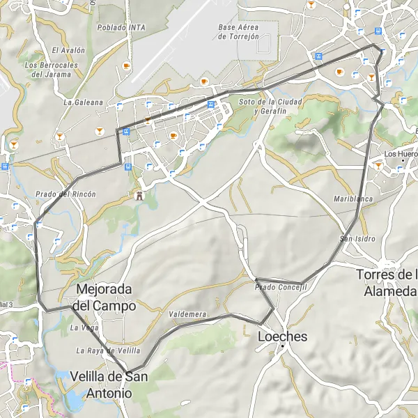 Miniatura mapy "Trasa przez Loiret" - trasy rowerowej w Comunidad de Madrid, Spain. Wygenerowane przez planer tras rowerowych Tarmacs.app