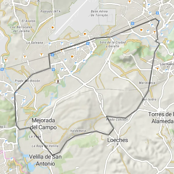 Map miniature of "Alcalá de Henares Loop" cycling inspiration in Comunidad de Madrid, Spain. Generated by Tarmacs.app cycling route planner