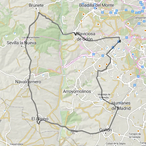 Miniatura mapy "Szlak rowerowy od Alcorcón" - trasy rowerowej w Comunidad de Madrid, Spain. Wygenerowane przez planer tras rowerowych Tarmacs.app