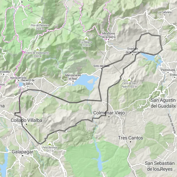 Miniatua del mapa de inspiración ciclista "Ruta de Alpedrete a Hoyo de Manzanares" en Comunidad de Madrid, Spain. Generado por Tarmacs.app planificador de rutas ciclistas