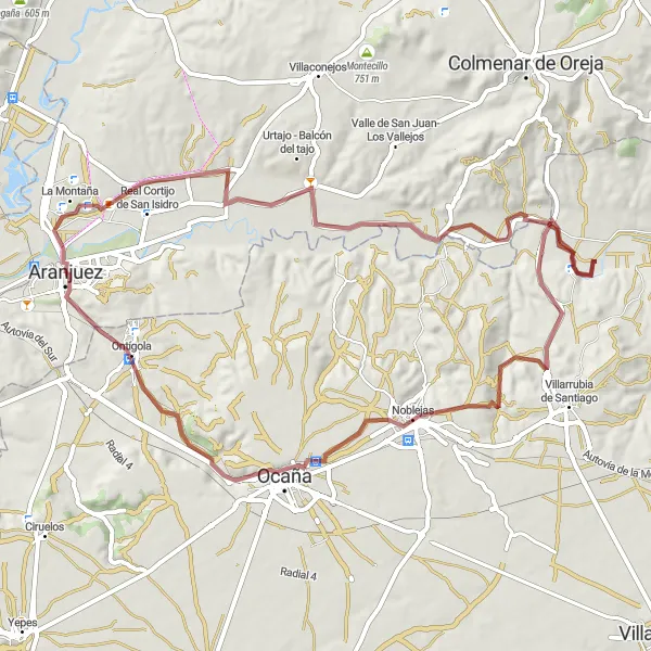 Miniatua del mapa de inspiración ciclista "Ruta de gravilla desde Aranjuez a Casa del Gobernador" en Comunidad de Madrid, Spain. Generado por Tarmacs.app planificador de rutas ciclistas