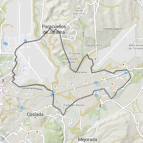 Miniatura mapy "Trasa rowerowa ze startem w pobliżu Barajas de Madrid" - trasy rowerowej w Comunidad de Madrid, Spain. Wygenerowane przez planer tras rowerowych Tarmacs.app