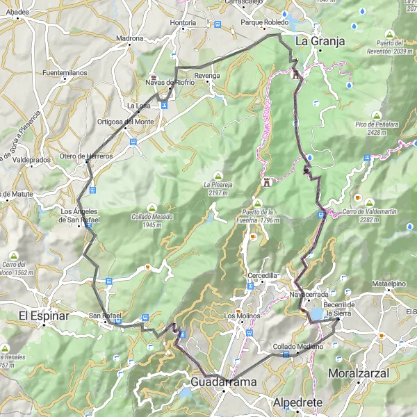 Miniatuurkaart van de fietsinspiratie "Fietsroute Becerril de la Sierra en omgeving" in Comunidad de Madrid, Spain. Gemaakt door de Tarmacs.app fietsrouteplanner