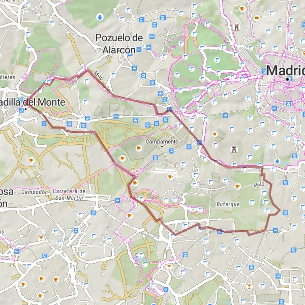 Miniatuurkaart van de fietsinspiratie "Boadilla del Monte naar Leganés Norte" in Comunidad de Madrid, Spain. Gemaakt door de Tarmacs.app fietsrouteplanner