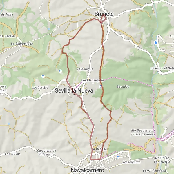 Map miniature of "Navalcarnero Excursion" cycling inspiration in Comunidad de Madrid, Spain. Generated by Tarmacs.app cycling route planner