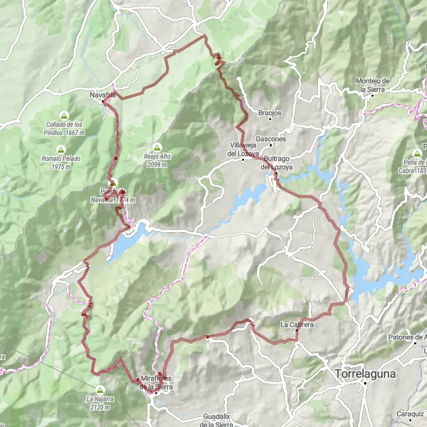 Miniatua del mapa de inspiración ciclista "Ruta de gravilla a Pico De La Miel" en Comunidad de Madrid, Spain. Generado por Tarmacs.app planificador de rutas ciclistas