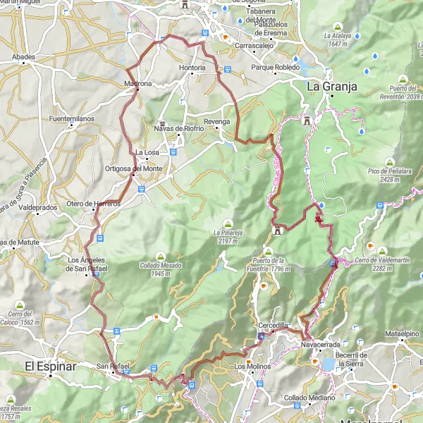 Miniatua del mapa de inspiración ciclista "Ruta de Grava de Cercedilla" en Comunidad de Madrid, Spain. Generado por Tarmacs.app planificador de rutas ciclistas