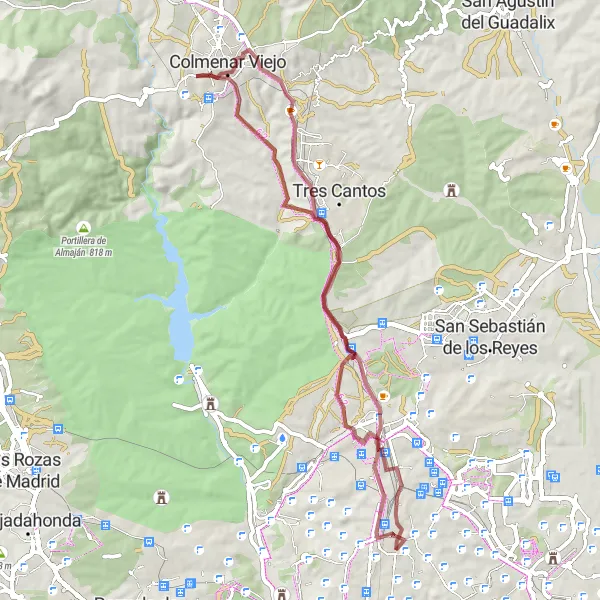 Miniatuurkaart van de fietsinspiratie "Gravelroute naar Chamartín" in Comunidad de Madrid, Spain. Gemaakt door de Tarmacs.app fietsrouteplanner