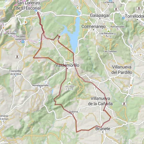 Miniatuurkaart van de fietsinspiratie "Fietsroute El Escorial en omgeving" in Comunidad de Madrid, Spain. Gemaakt door de Tarmacs.app fietsrouteplanner