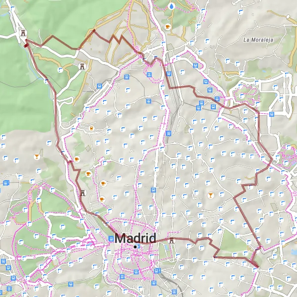 Miniatura mapy "Trasa rowerowa gravel wokół El Pardo (Comunidad de Madrid, Hiszpania)" - trasy rowerowej w Comunidad de Madrid, Spain. Wygenerowane przez planer tras rowerowych Tarmacs.app