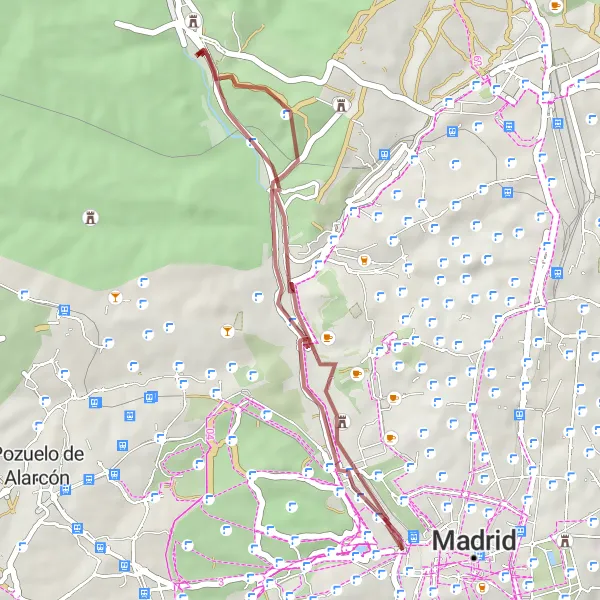 Miniatua del mapa de inspiración ciclista "Ruta Corta de Gravel" en Comunidad de Madrid, Spain. Generado por Tarmacs.app planificador de rutas ciclistas