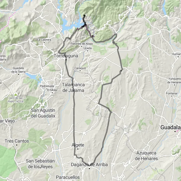 Miniatura mapy "Trasa przejazdu przez El Atazar i Viñuelas" - trasy rowerowej w Comunidad de Madrid, Spain. Wygenerowane przez planer tras rowerowych Tarmacs.app