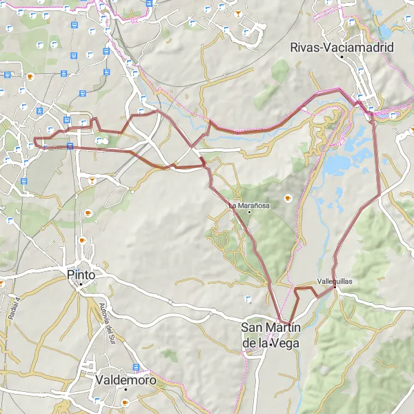 Map miniature of "Historical Gravel Route" cycling inspiration in Comunidad de Madrid, Spain. Generated by Tarmacs.app cycling route planner