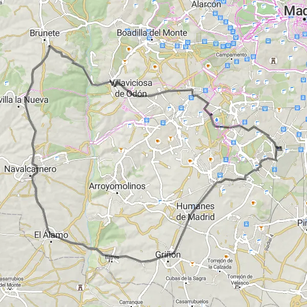 Miniatuurkaart van de fietsinspiratie "Historische Route naar Cerro de Buenavista" in Comunidad de Madrid, Spain. Gemaakt door de Tarmacs.app fietsrouteplanner