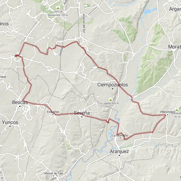 Miniatura mapy "Trasa gravelowa przez Griñón i Parla Este" - trasy rowerowej w Comunidad de Madrid, Spain. Wygenerowane przez planer tras rowerowych Tarmacs.app